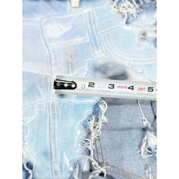 Distressed Denim High-Waisted Shorts Sz S Womens Ap Blue Aphrodite Jeans Stretch - Picture 6 of 8